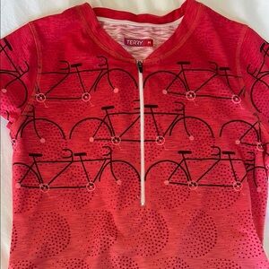 Cycling Jersey with Bicycle Print, half-zip, back pockets